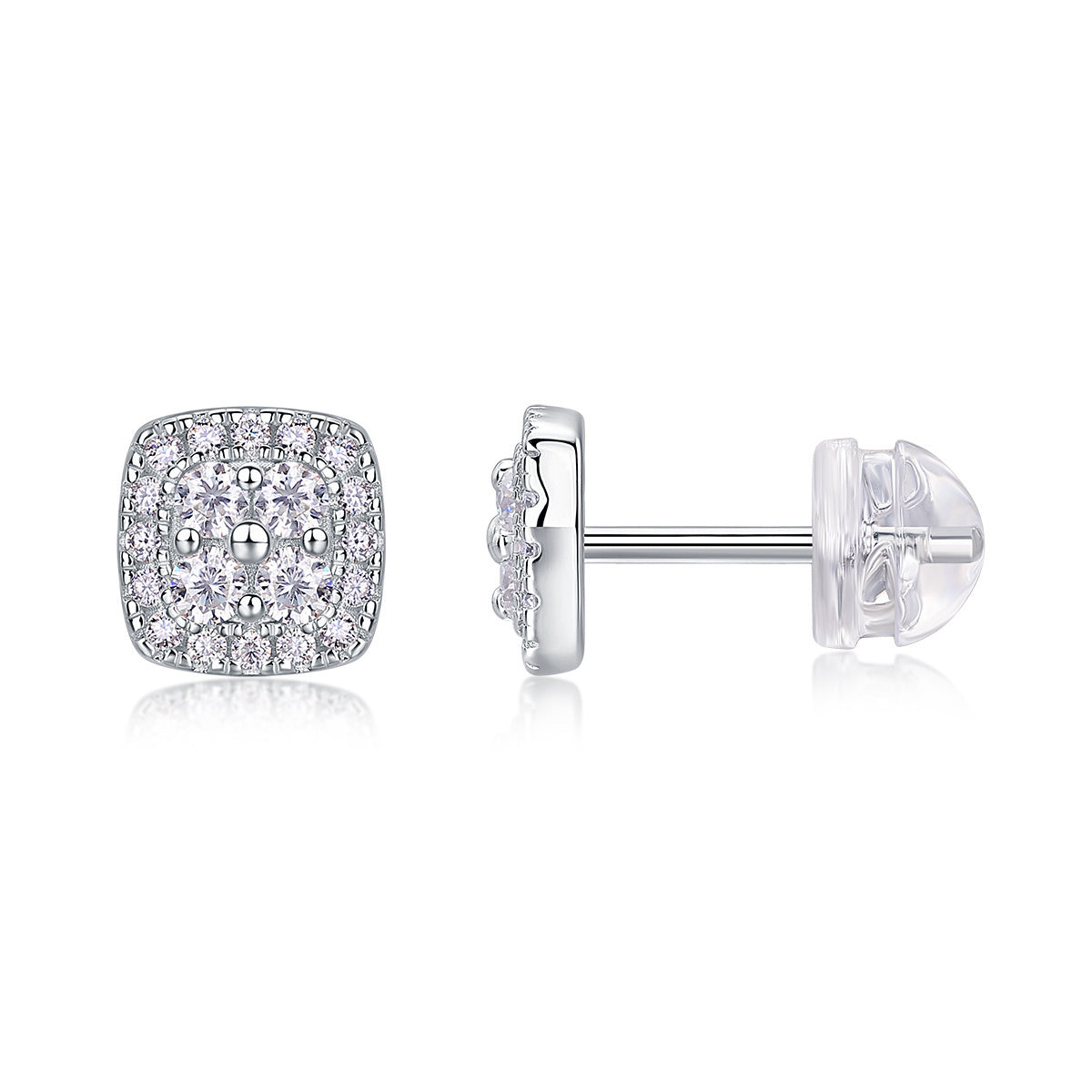 Moissanite Square Stud Earings